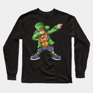 St Patricks Day Dabbing Leprechaun Boys Kids Men Dab Youth Long Sleeve T-Shirt